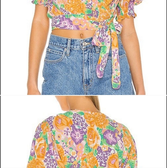 Faithfull The Brand La Colle Top Floral Summer Cropped Size XS - Picture 9 of 12